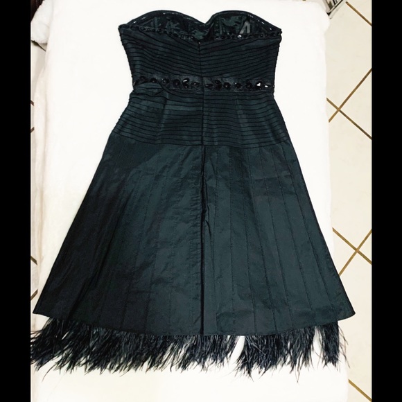 BCBGMaxAzria Black beaded  Dress Feathers - Picture 7 of 7